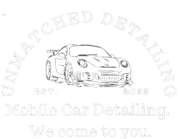 Mobile car detailing service logo, black background.